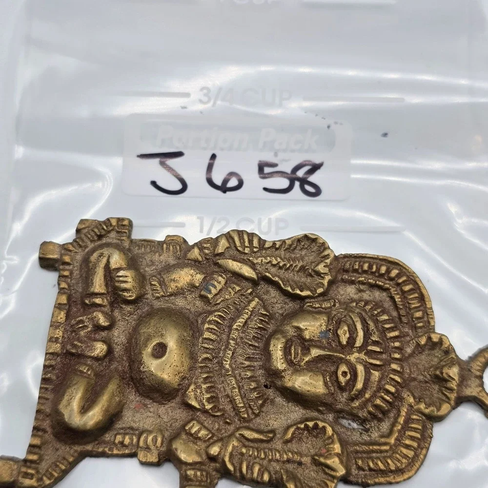 Vintage India Nepal Brass Bhairava Deity Pendant Hindu Guardian Talisman‎ Charm